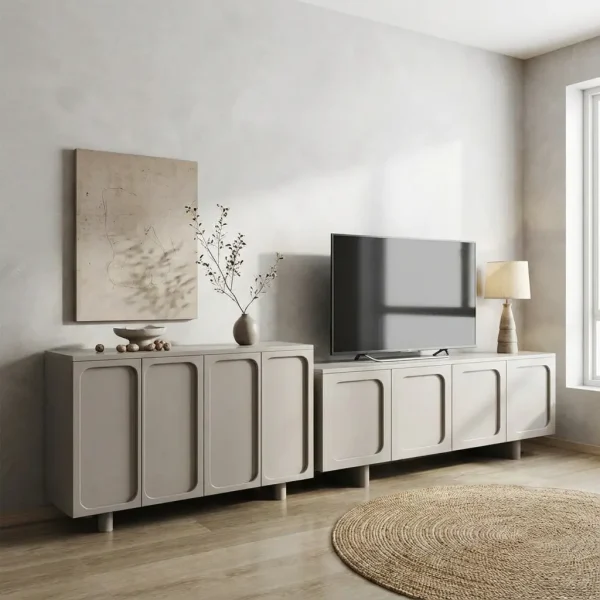 ست کنسول و میز تلویزیون طوسی لارین