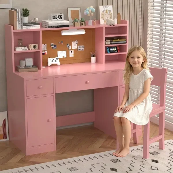 میز تحریر دخترانه صورتی مدل آنا